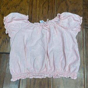 Old navy girls smocked pink striped top